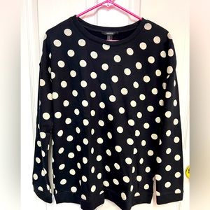 NWT!! Forever 21 size Small Long sleeve black with cream polka dots sweatshirt